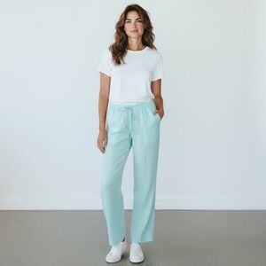 Guess by Marciano 100% Linen Light Blue‎ Trousers